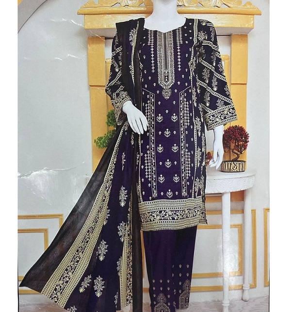Lawn Heavy Embroidered Dress With Lawn Printed Dupatta EMB Trouser (Unstitched) (DRL-1729)
