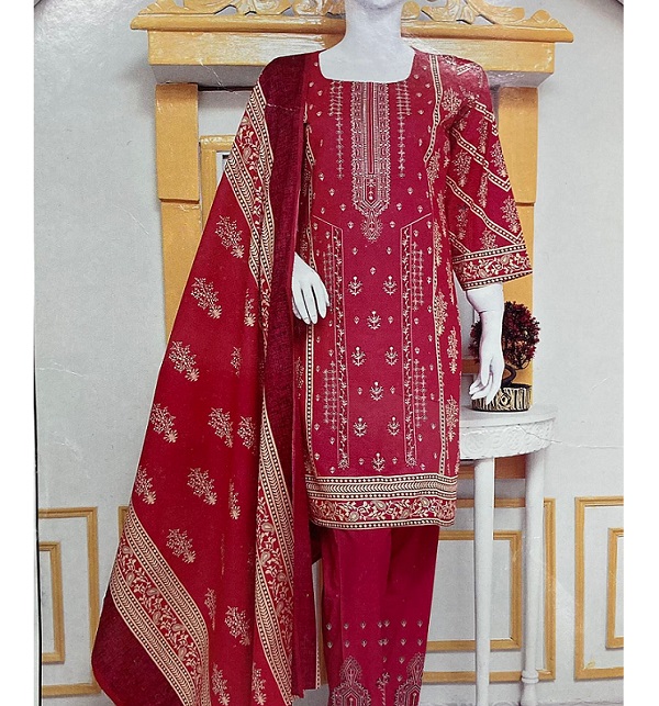 Lawn Heavy Embroidered Dress With Lawn Dupatta EMB Trouser (Unstitched) (DRL-1731)