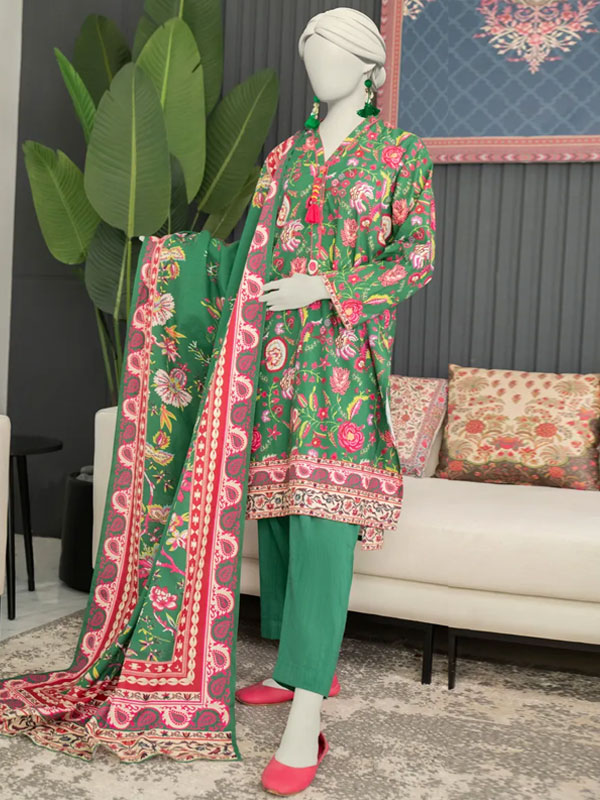 Digital Lawn Printed Dress Lawn Printed Dupatta & Plain Trouser (Unstitched) (DRL-2002)