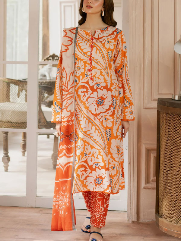 Digital Printed Lawn 3 PCs Dress With Printed Lawn Dupatta (Unstitched) (DRL-2392)