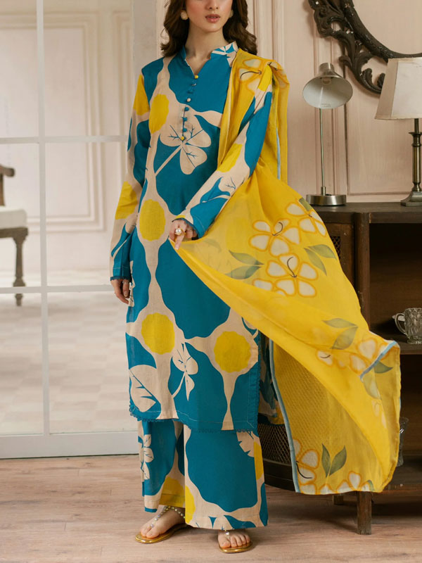 Digital Printed Lawn 3 PCs Dress With Printed Lawn Dupatta (Unstitched) (DRL-2393)