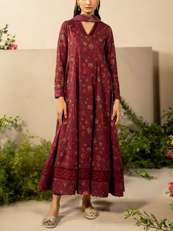 Lawn Chickenkari LawnDigital Embroidered Dress With Printed Chiffon Dupatta 3 Pec Suit (Unstitched) (DRL-2267)