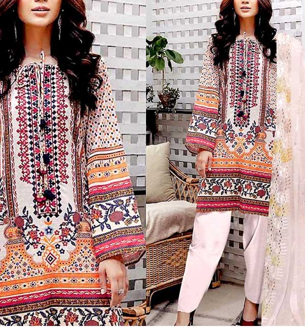 New Digital Print Lawn Suit 2022 with Embroidered Bamber Chiffon Dupatta (Unstitched) (DRL-992)