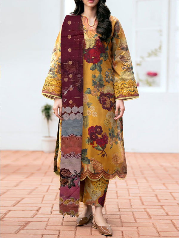 Digital Printed Lawn Dress With Printed Lawn Dupatta & Digital Printed Trouser (Unstitched) (DRL-2125)