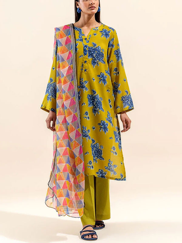 Digital Printed Lawn Dress With Printed Lawn Dupatta & Plain Trouser (Unstitched) (DRL-2032)	