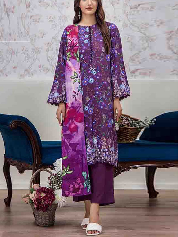 Digital Printed Lawn Dress With Printed Lawn Dupatta & Plain Trouser (Unstitched) (DRL-2053)	