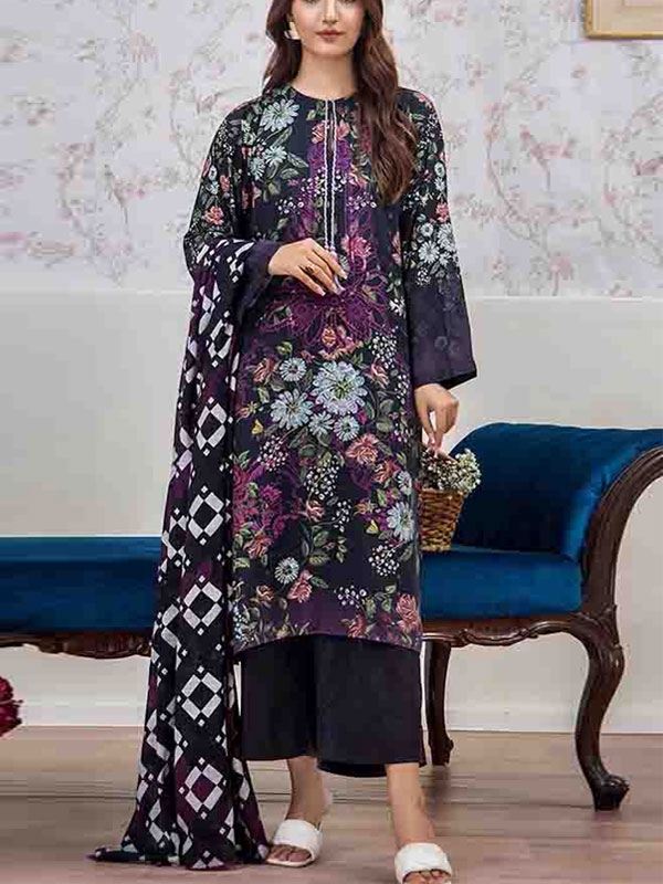 Digital Printed Lawn Dress With Printed Lawn Dupatta & Plain Trouser (Unstitched) (DRL-2054)	