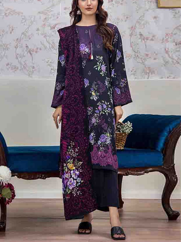 Digital Printed Lawn Dress With Printed Lawn Dupatta & Plain Trouser (Unstitched) (DRL-2055)	