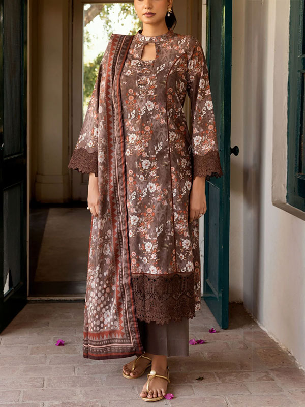 Digital Printed Lawn Dress With Printed Lawn Dupatta & Plain Trouser (Unstitched) (DRL-2091)