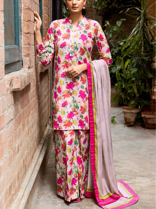 Digital Printed Lawn Dress With Printed Lawn Dupatta & Plain Trouser (Unstitched) (DRL-2092)