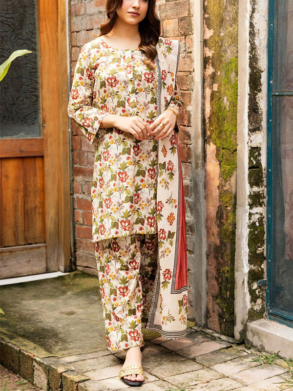 Digital Printed Lawn Dress With Printed Lawn Dupatta & Plain Trouser (Unstitched) (DRL-2093)	