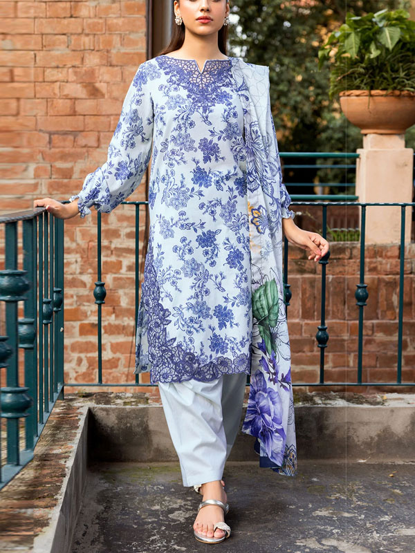 Digital Printed Lawn Dress With Printed Lawn Dupatta & Plain Trouser (Unstitched) (DRL-2095)