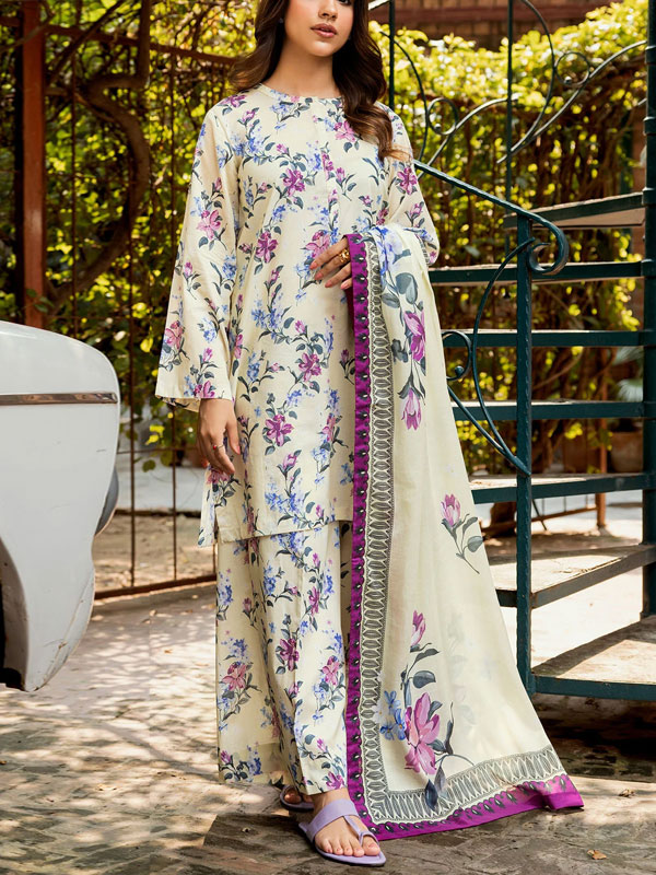 Digital Printed Lawn Dress With Printed Lawn Dupatta & Plain Trouser (Unstitched) (DRL-2096)