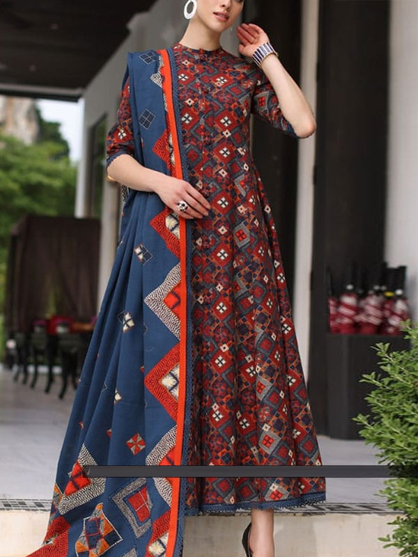 Digital Printed Lawn Dress With Printed Lawn Dupatta & Printed Trouser (Unstitched) (DRL-2101)