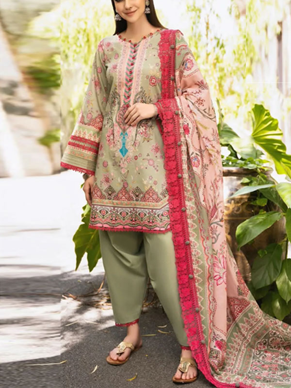 Digital Printed Lawn Dress With Printed Lawn Dupatta & Plain Trouser (Unstitched) (DRL-2115)	