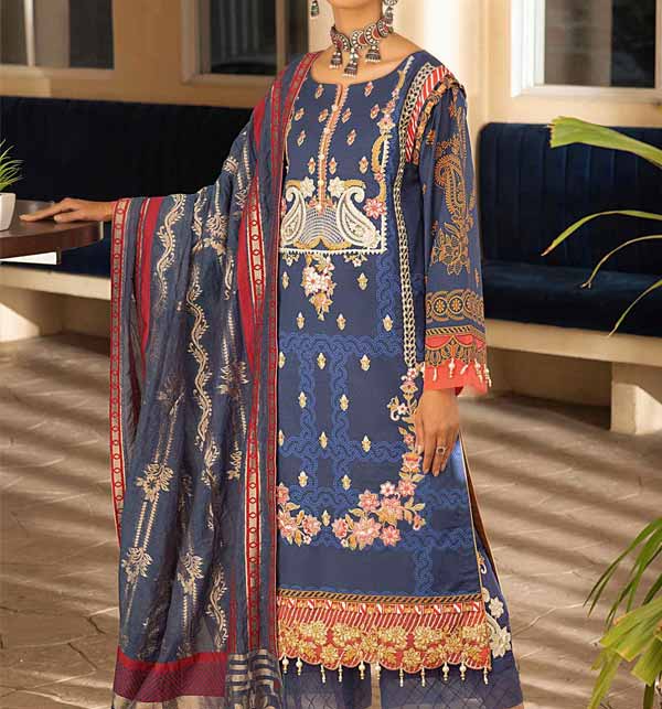 Digital Printed Lawn Embroidered Suit With Jacquard Dupatta (MRJ-02)