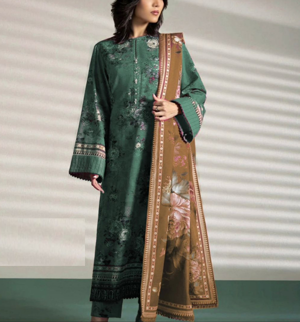 Digital Printed Linen Dress With Digital Printed Diamond Dupatta