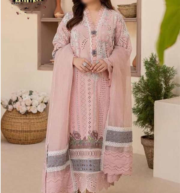 Eid Chikken Kari Embroidered Suit 2023 With Embroidered Chiffion Duppata (DRL-1376)