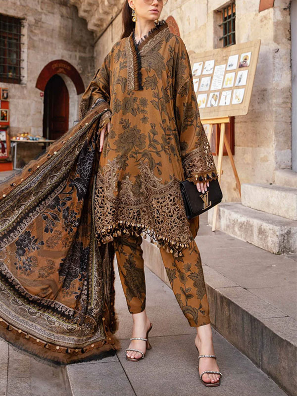 EID COLLECTION Latest All-Over Digital Printed Lawn Dress With Digital Printed Lawn Dupatta Printed Trouser(Unstitched) (DRL-2156)