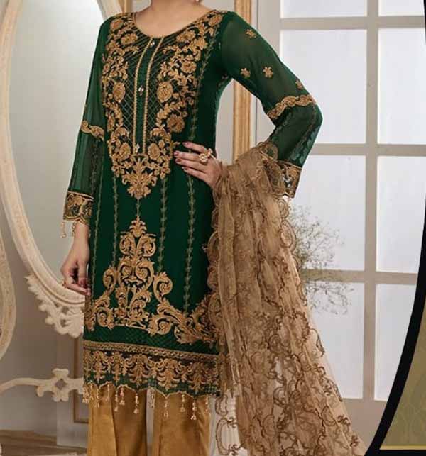 Eid Embroidered Lawn Dress With Chiffon Duppata (Unsitched) (DRL827