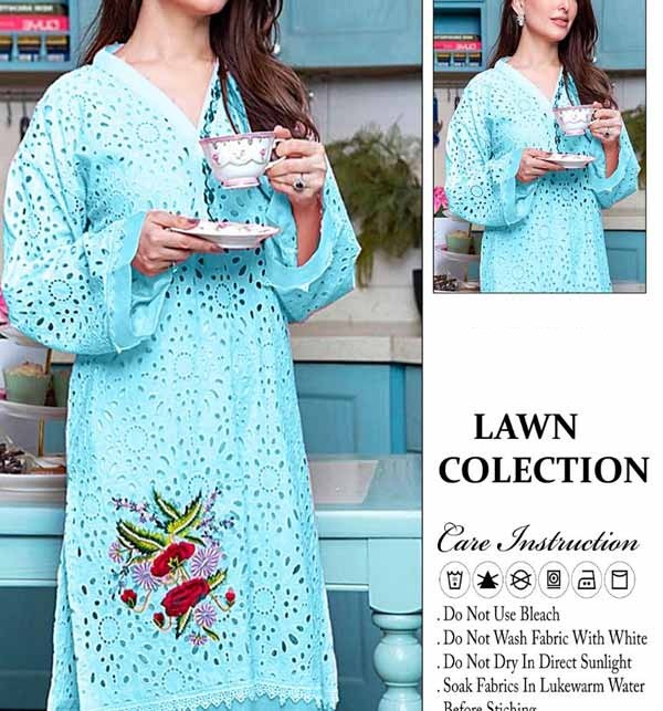 Eid Full Embroidered Lawn Shefali suit WIth EMB Trouser Unsicthed (DRL-747)
