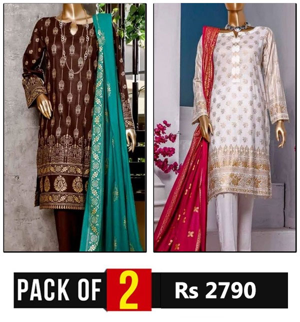 Pack of 2 - Block Printed Banarsi Lawn Collection 2020 (Unstitched) (MBP-11) & (MBP-09) 
