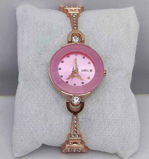 Pink Girls Eiffel Tower Bracelet Watch (ZV:10362)