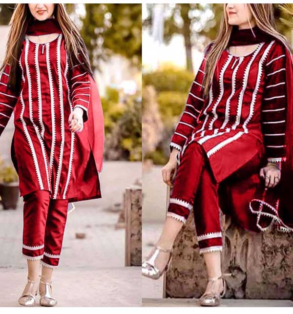 Lawn Front Full Heavy Embroidered Dress Trouser Emb (2 Pec Unstitched Dress) (DRL-1114)