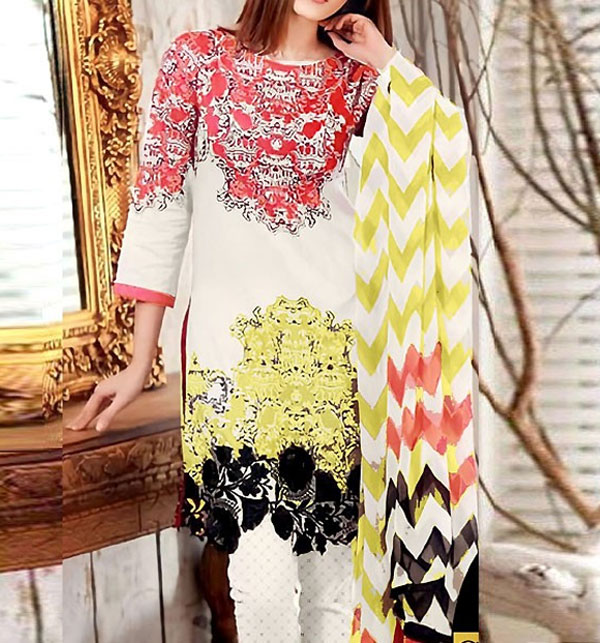 Elegant Embroidered Karandi Dress with Karandi Shawl (KD-219)