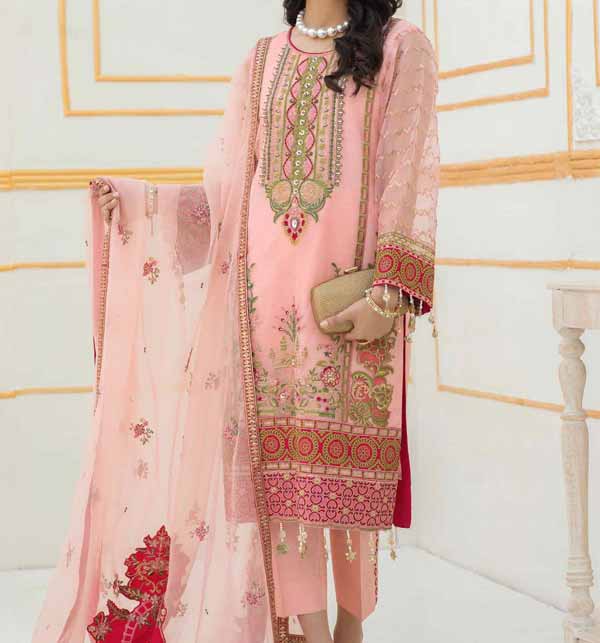 Embroidered and Sequenced Organza Suit With Embroidered Organza Dupatta (EHF-02)