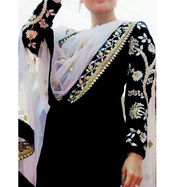 Embroidered Chiffon Black Suit Unstitched (CHI-35)