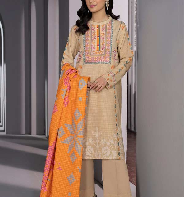 Embroidered Lawn Dress With Chiffon Dupatta Collection 2022 (Unstitched