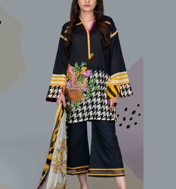 Embroidered Lawn Dress With Chiffon Dupatta (UnStitched) (DRL-1181)