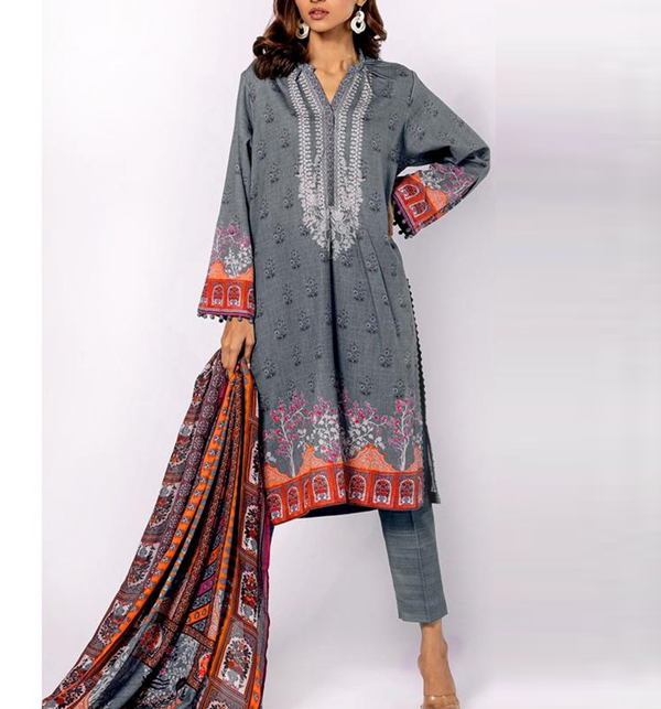 Lawn Embroidered Dress With Lawn Dupatta (UNSTITCHED) (DRL-1302)