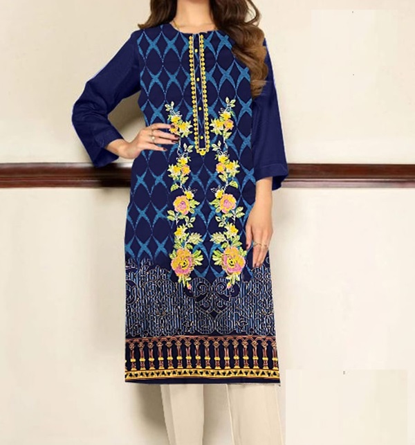 Lawn Embroidered Dress With Chiffon Embroidered Duppata (Unstitched