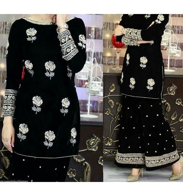 Lawn FULL Heavy Embroidered Black Dress 2023 (Shirt+Trouser) Full Embroidery (DRL-64)