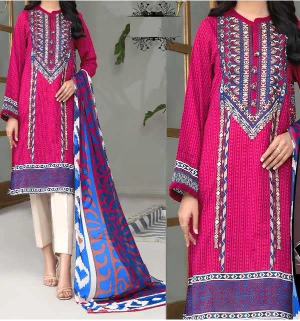 Embroidered Lawn Dress With Pirnted Chiffon Dupatta (Unstitched) (DRL-1163)