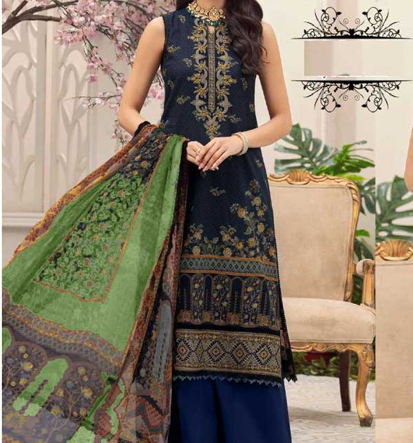 Lawn Embroidered Dress with Chiffon Dupatta (UNSTITCHED) (DRL-1152)