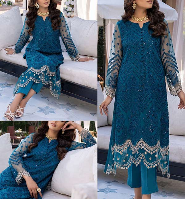 NET Front Full Heavy Embroidered Dress 2022 (2 Pec Dress) (UnStitched) (CHI-757)
