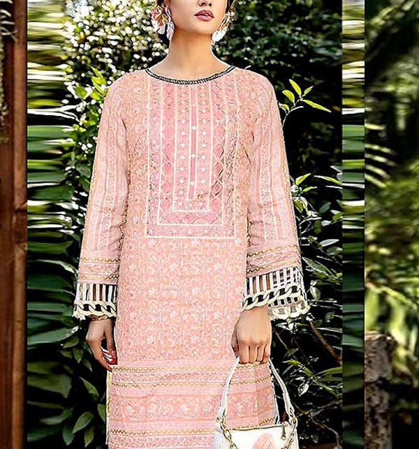 Embroidered Pink Lawn Dress with Chiffon Dupatta Collection 2022 (Unstitched) (DRL-1002)