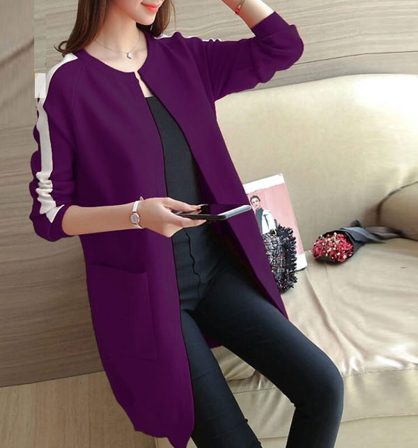Fleece Coat For Women Free Size - Purple (LC-105)