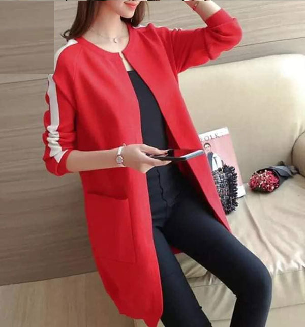 Free Size Fleece Coat For Women - Red (LC-101)