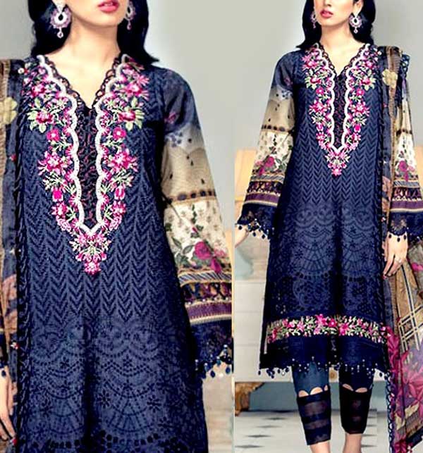 Front Full Embroidered Lawn Dress 2022 with Chiffon Dupatta (DRL1061)