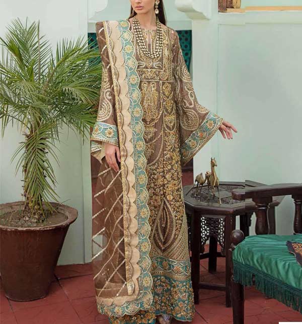 Chiffon Full Heavy Embroidery Suit with Embroidery NET Dupatta (CHI-827)