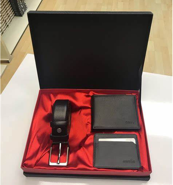 Gift Set With Leather Belt  ATM Card Holder & Wallet