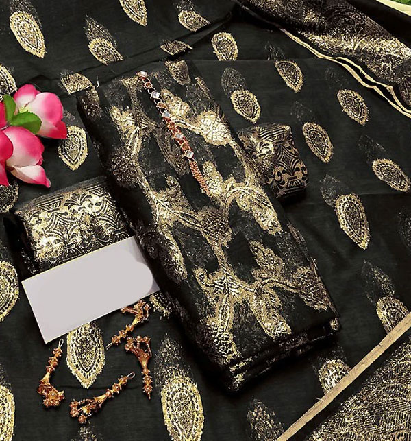 Shiny Cotton Jacquard Dress Jacquard Dupatta Masoori Trouser (DRL-1681)