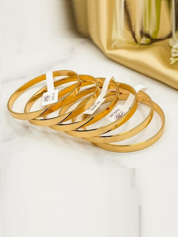 Gold Plated 6 Bangles Set For Daily Use (ZV:9301)
