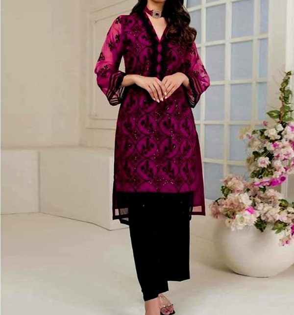 Heavy Eid Embroidered Lawn Dress 2022  With Bamber Chiffon Duppata (UnStitched) (DRL-1216)
