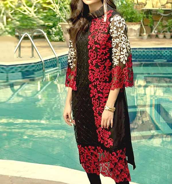 Chiffon Heavy Embroidered Kurti with Inner Unstitched (CHI-677)
