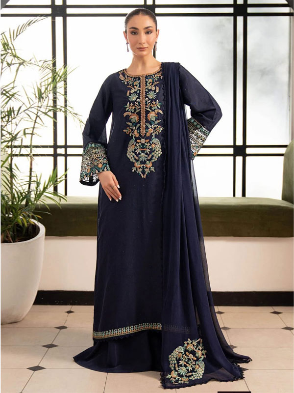 Elegant Chiffon Heavy Embroidered Party Wear Dress With Chiffon Embroidered Dupatta (Unstitched (CHI-1120)